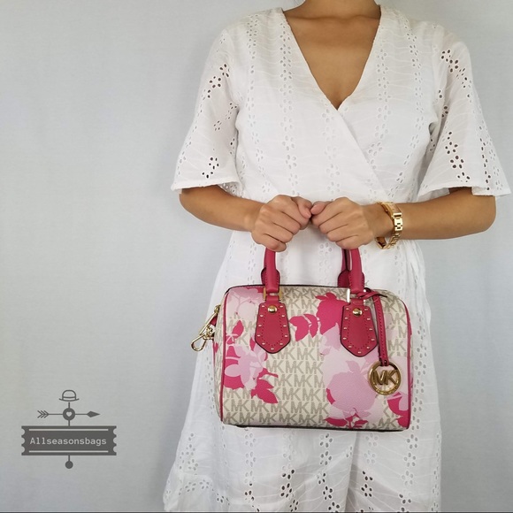 Michael Kors aria Small Satchel granita pink bag - Picture 7 of 8